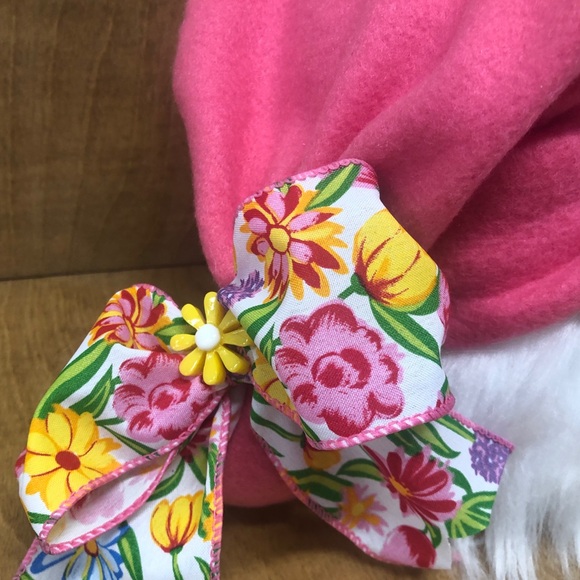 Pink Floral Gnome Pretty Flowers Pink Yellow Babe Cave Easter Summertime Gift - Picture 3 of 5